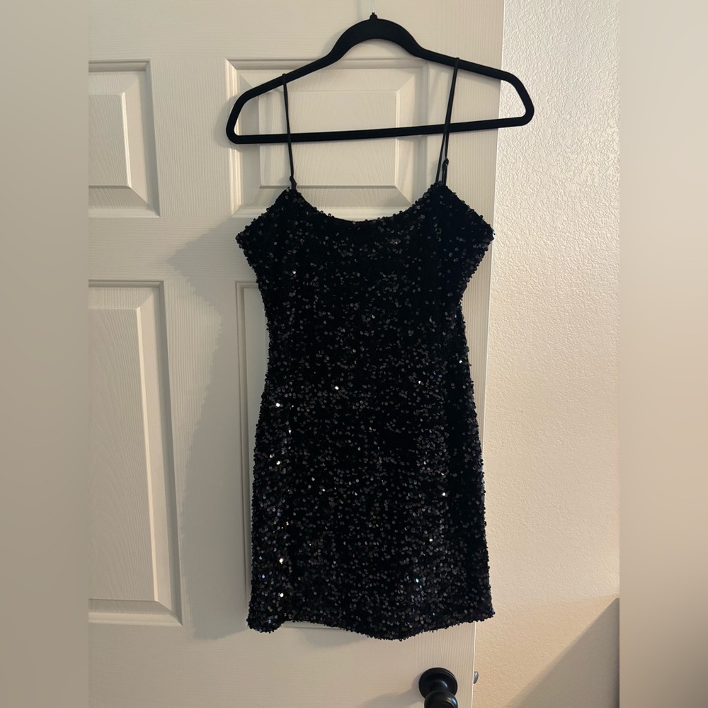Black sequin mini dress size large